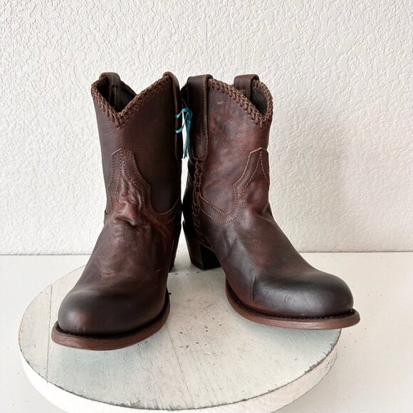 Lane PLAIN JANE PJ Brown Cowboy Boots Womens 7.5 Leather Cowgirl Western Short - Picture 12 of 12